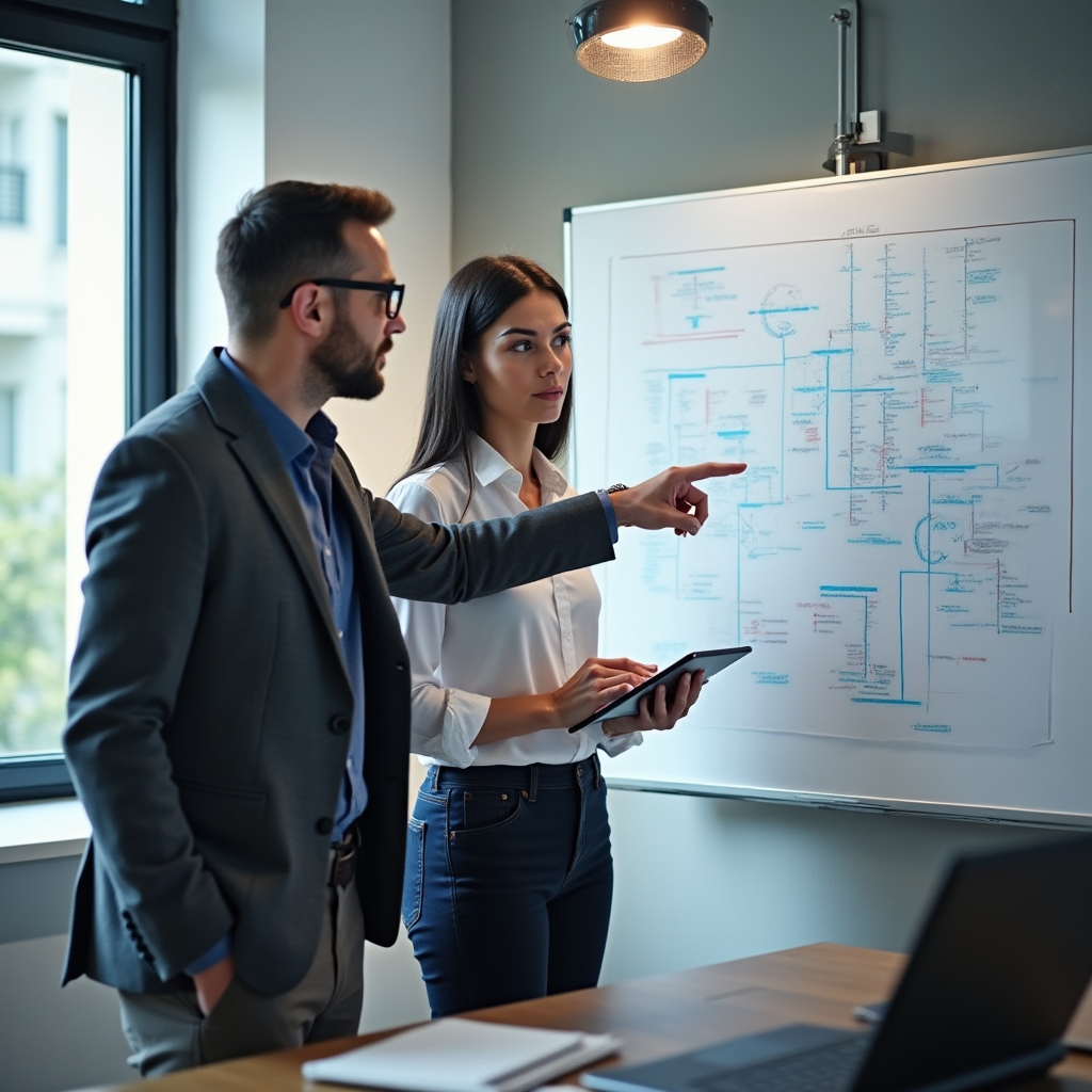 IT csapat megbeszélésen irodában