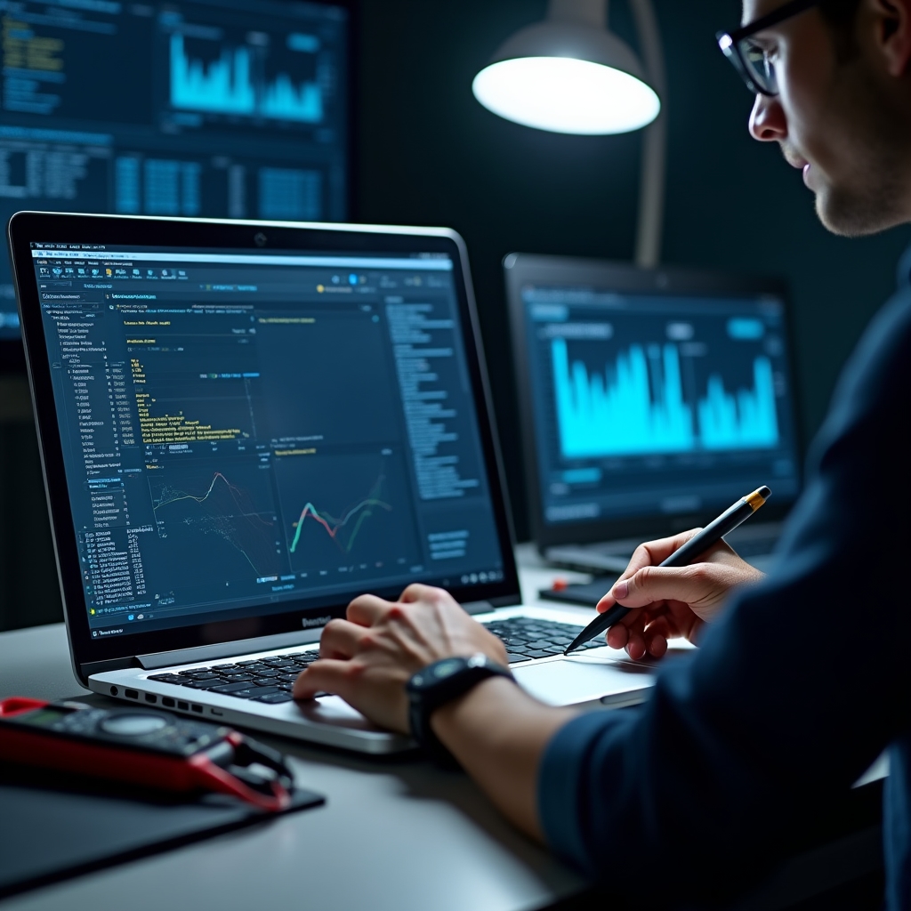 IT technikus laptop diagnosztikán